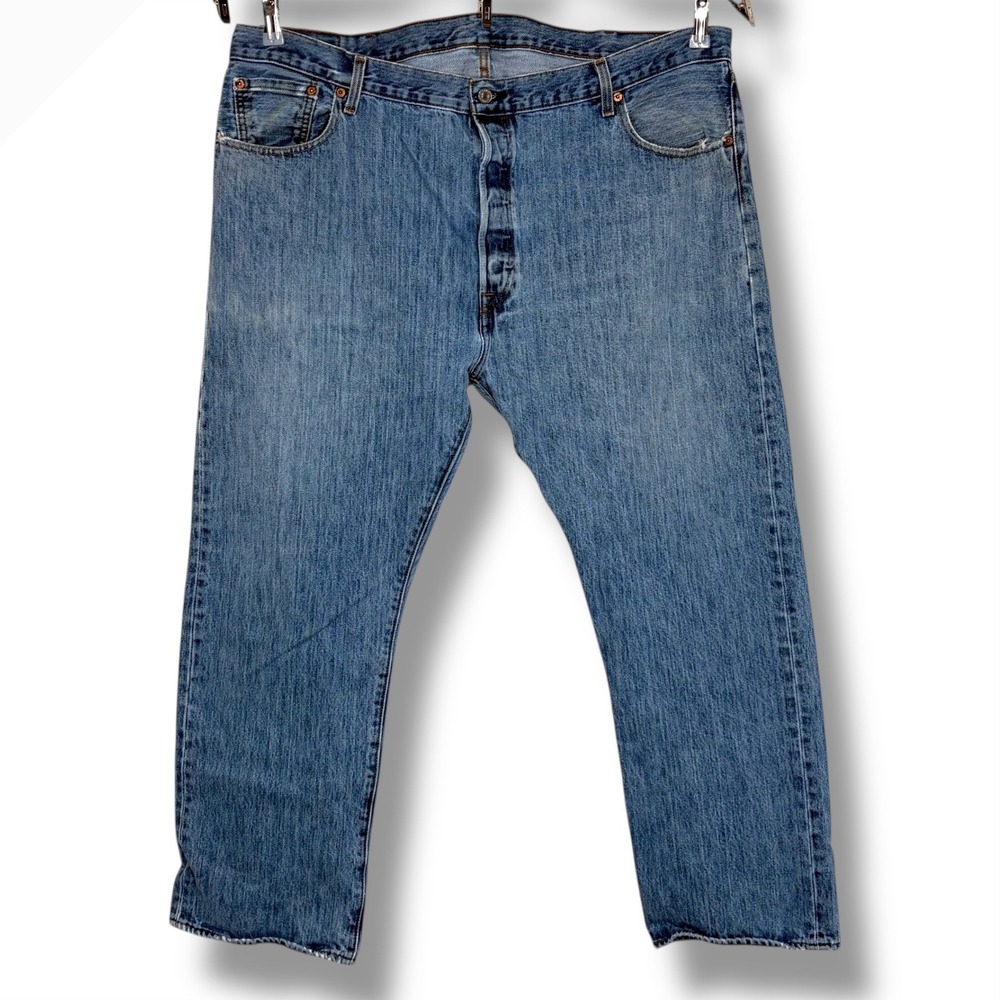 Levi Strauss 501 Jeans Mens W44 L30 Button‎ Fly Straight Leg Denim Blue Casual